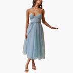 Women's Corset Style Tulle Midi Dress