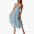 Women's Corset Style Tulle Midi Dress