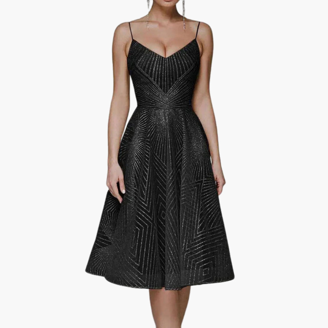 Women's Embellished V Neck Midi Dress