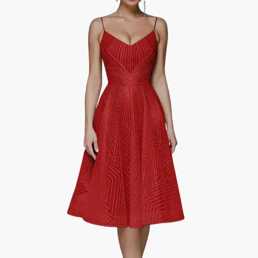 Women's Embellished V Neck Midi Dress