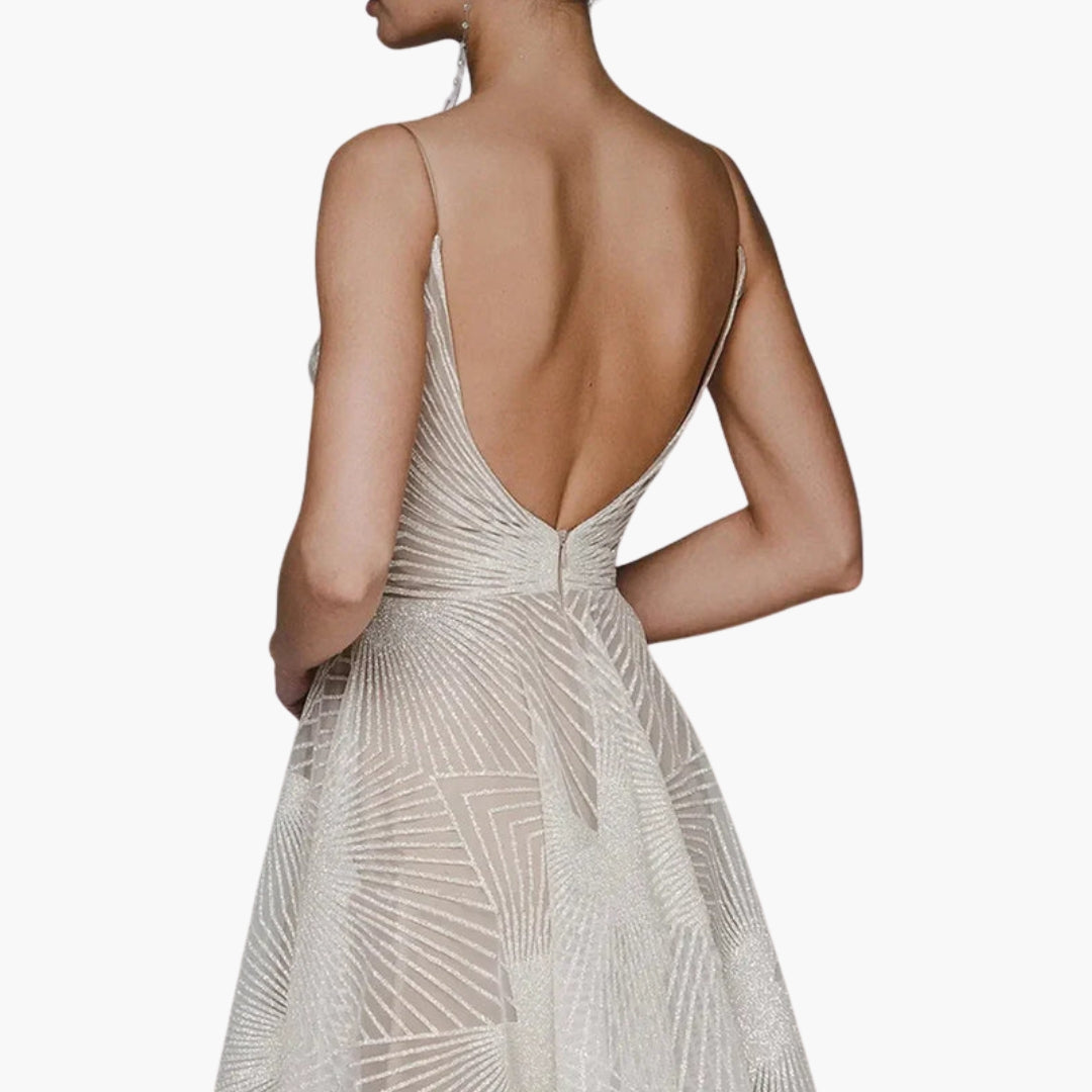 Women's Embellished V Neck Midi Dress