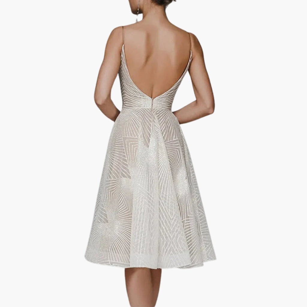 Women's Embellished V Neck Midi Dress