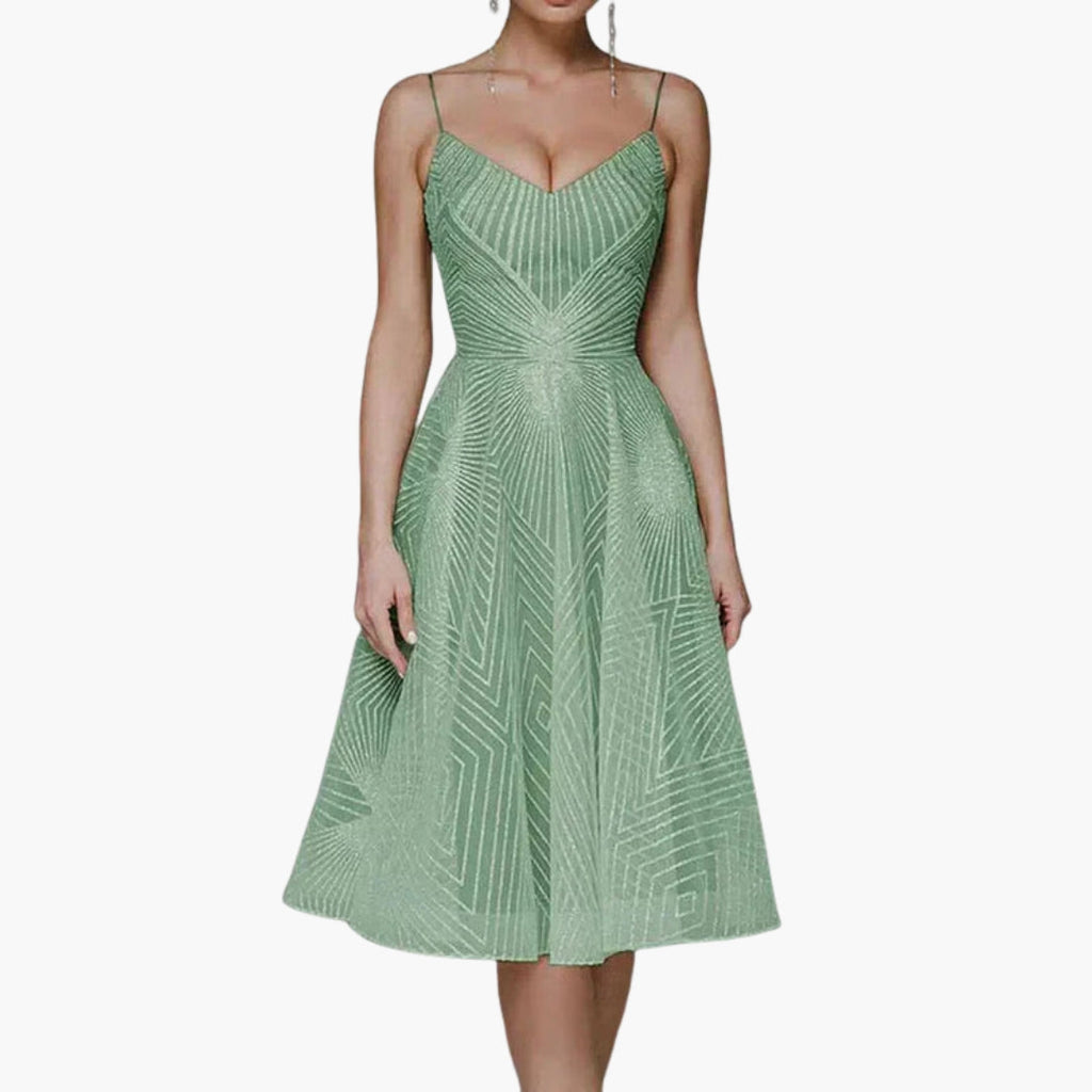 Women's Embellished V Neck Midi Dress