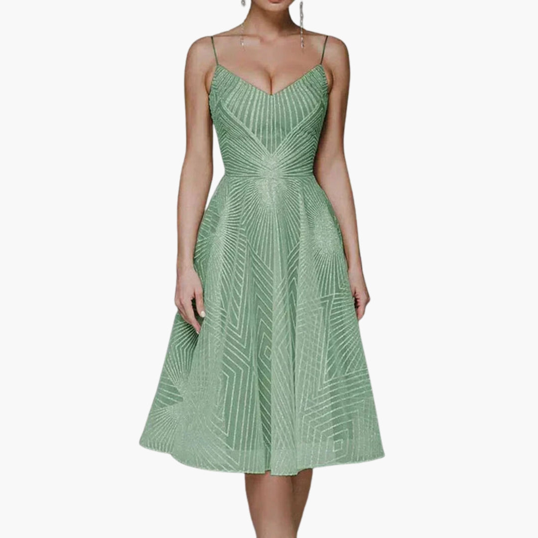 Women's Embellished V Neck Midi Dress