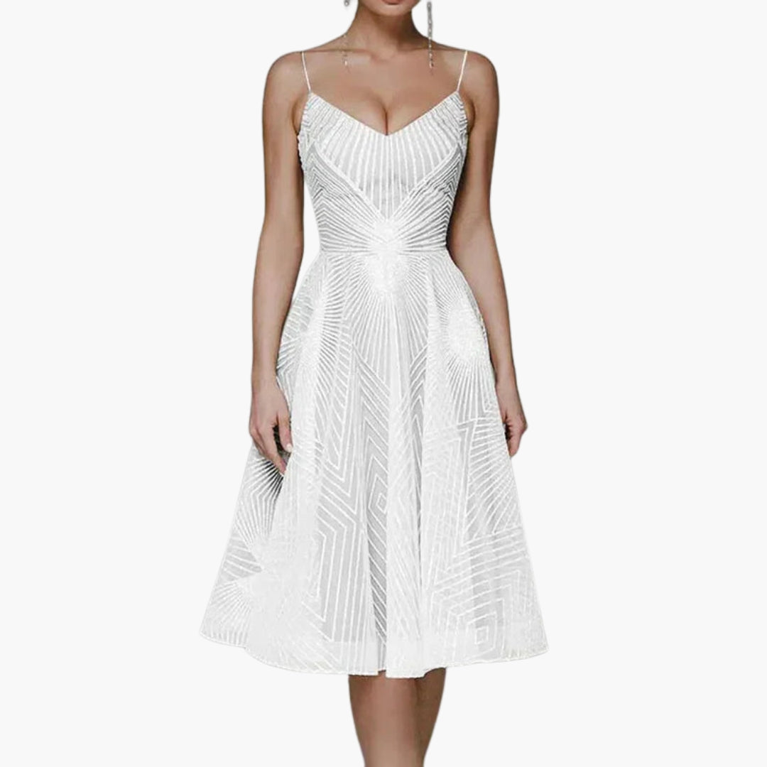 Women's Embellished V Neck Midi Dress
