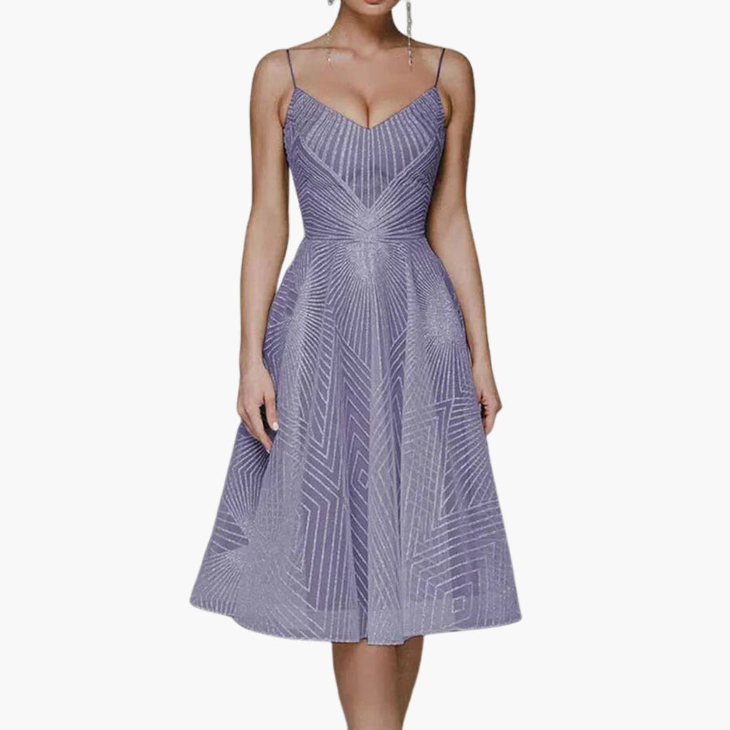 Women's Embellished V Neck Midi Dress