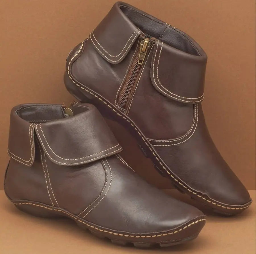 Women’s Contrast Strap Flat Ankle Boots