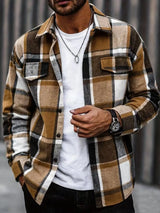 Men's Long Sleeve Plaid Flannel Overshirt