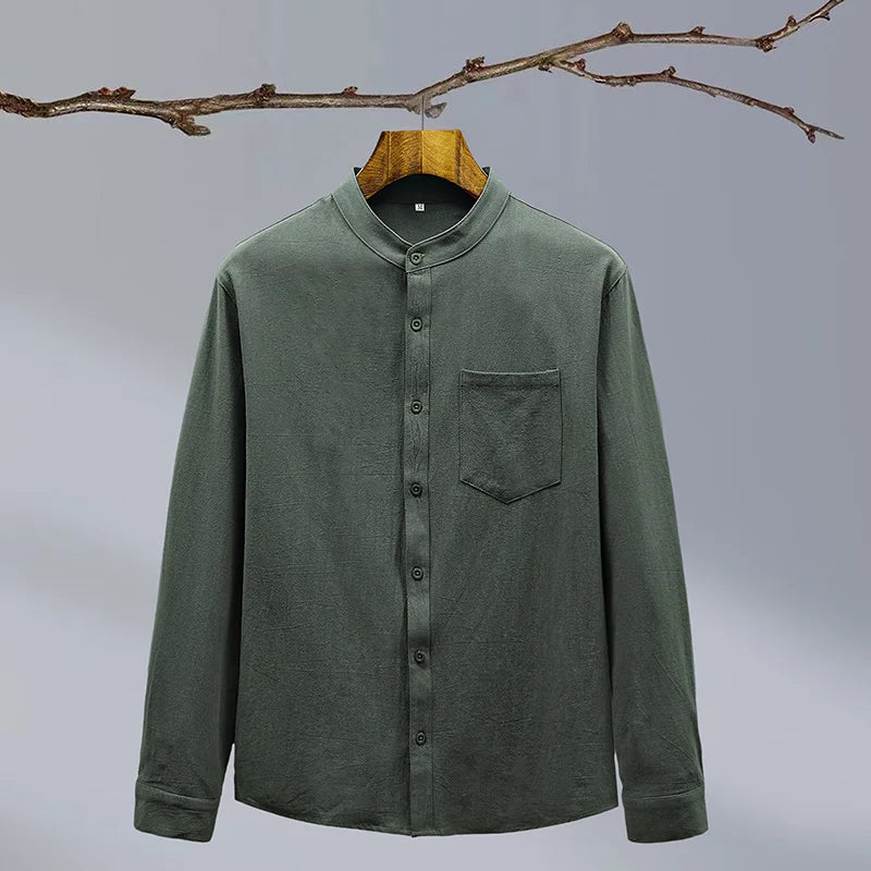 Men's Mandarin Collar Long Sleeve Shirt