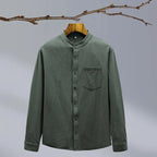 Men's Mandarin Collar Long Sleeve Shirt