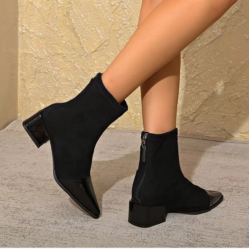 Women’s Pointed-Toe Block Heel Ankle Boots