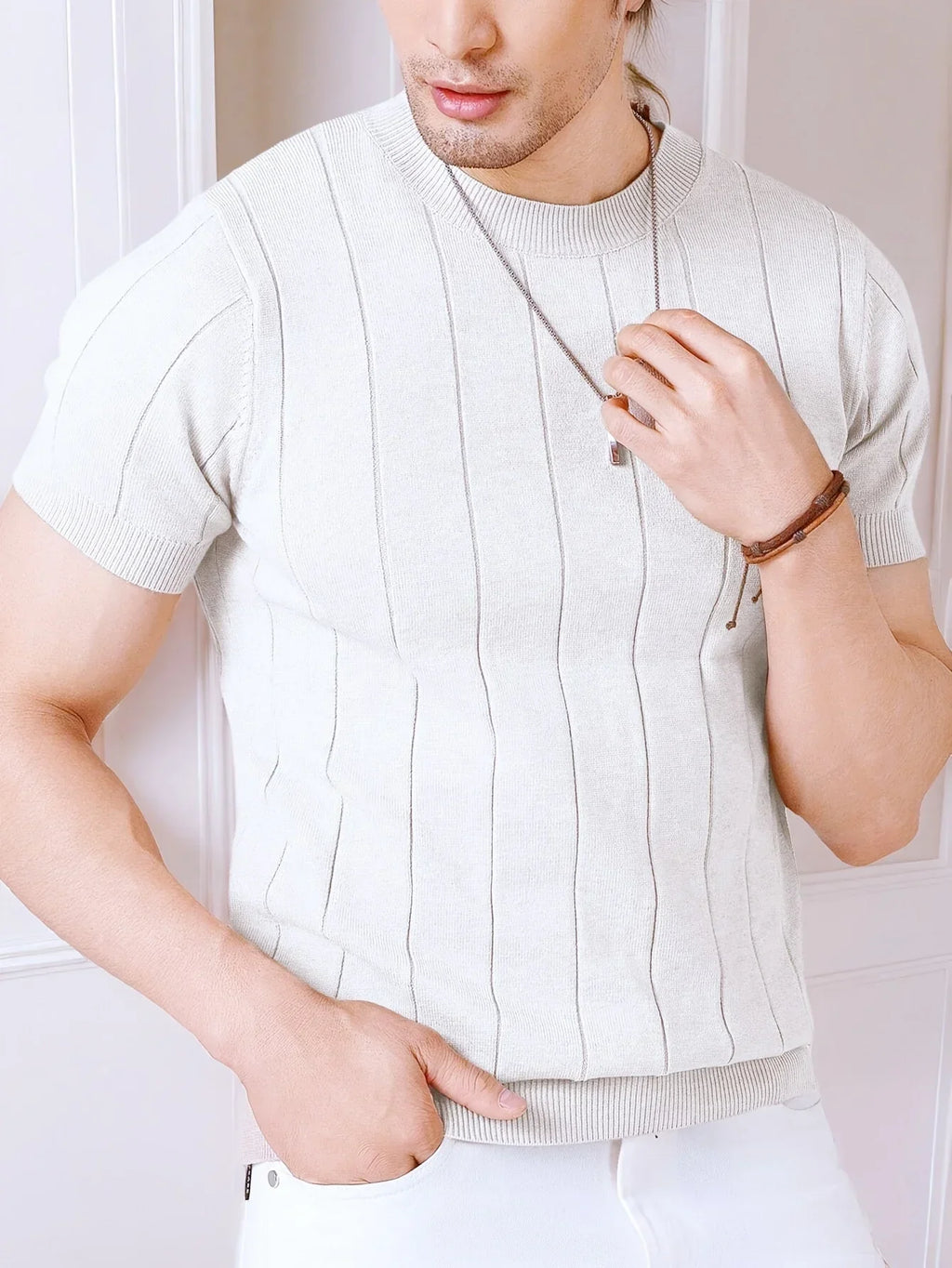 Men's Ribbed Knit T-Shirt