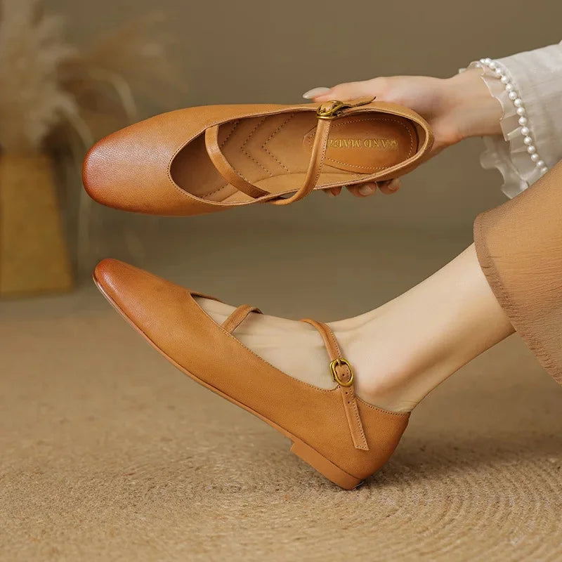 Women's Cross-Strap Square Toe Flats