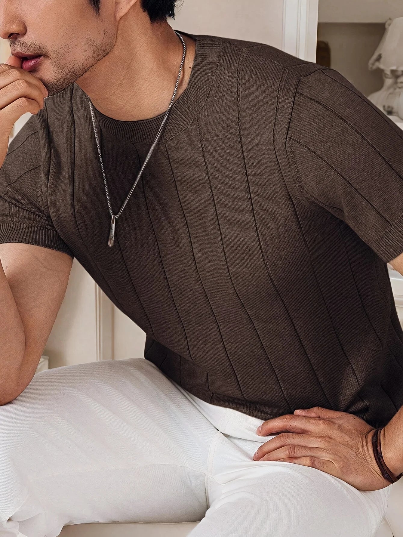 Men's Ribbed Knit T-Shirt