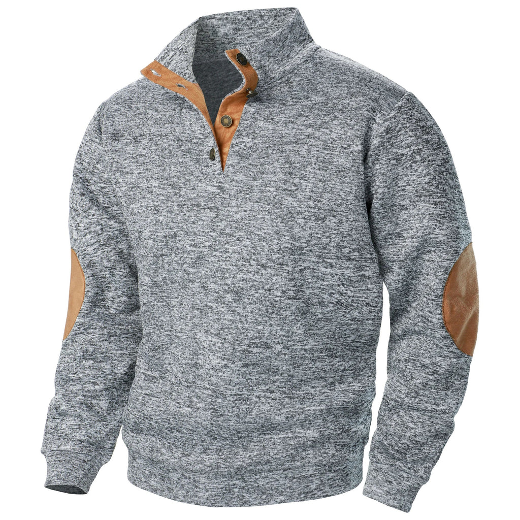 Men’s Stand Collar Elbow Patch Sweater