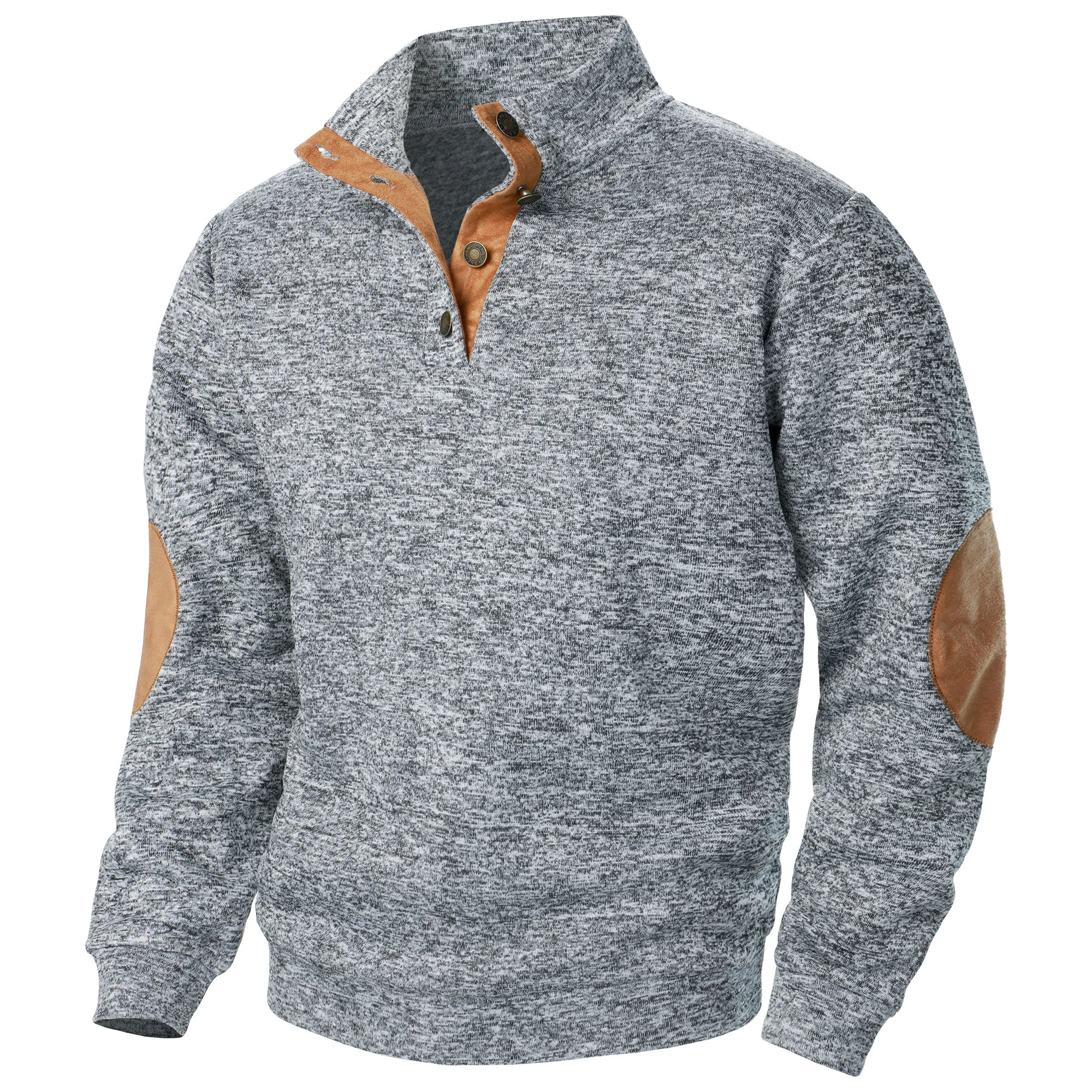 Men’s Stand Collar Elbow Patch Sweater