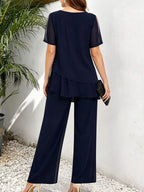 Women’s Layered Top and Wide-Leg Pant Set