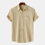 Men’s Textured Short Sleeve Button-Up Shirt