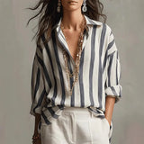 Women's Striped Button Blouse