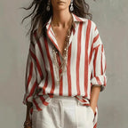 Women's Striped Button Blouse
