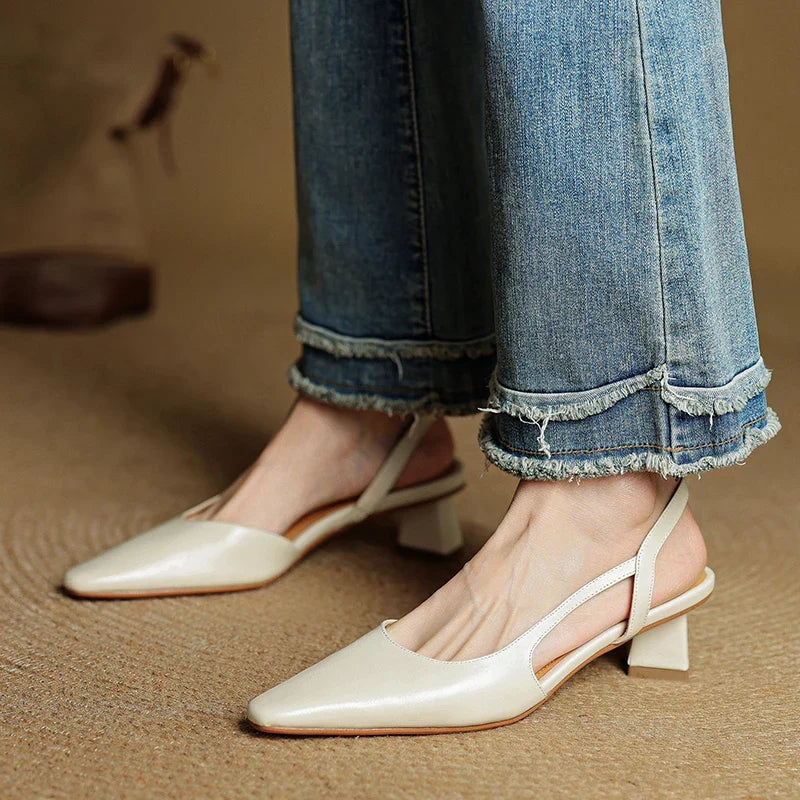 Women's Pointed Toe Slingback Low Heel Pumps