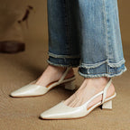 Women's Pointed Toe Slingback Low Heel Pumps