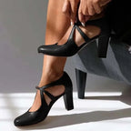 Women’s Cross-Strap Heels with Round Toe