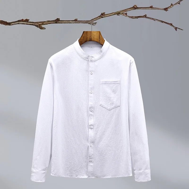 Men's Mandarin Collar Long Sleeve Shirt