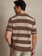 Men's Striped Knit Polo Shirt