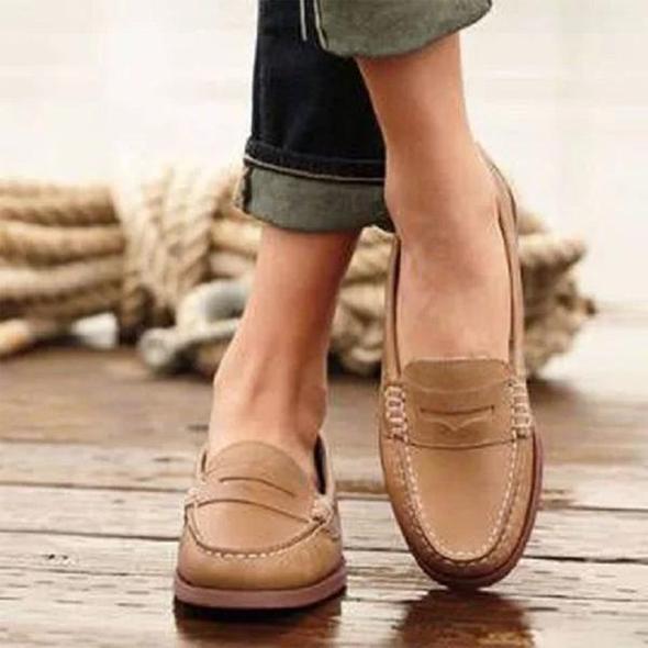 Women's Leather Slip On Loafers