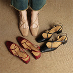Women's Slingback Square Toe Block Heel Pumps