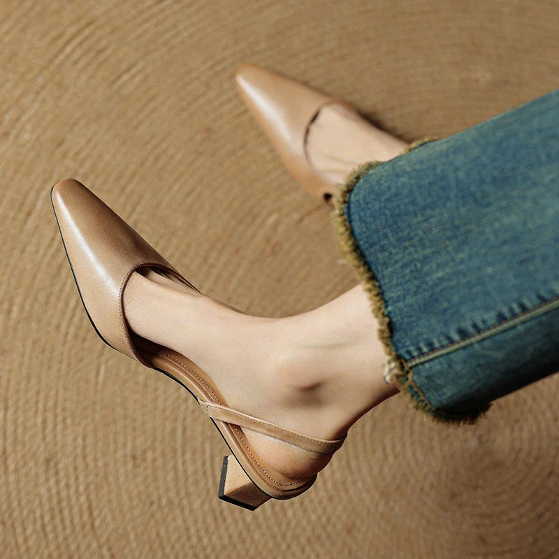Women's Pointed Toe Slingback Low Heel Pumps