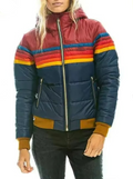 Women's Striped Quilted Puffer Jacket