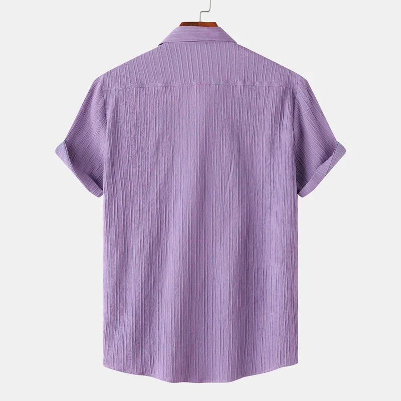 Men’s Textured Short Sleeve Button-Up Shirt