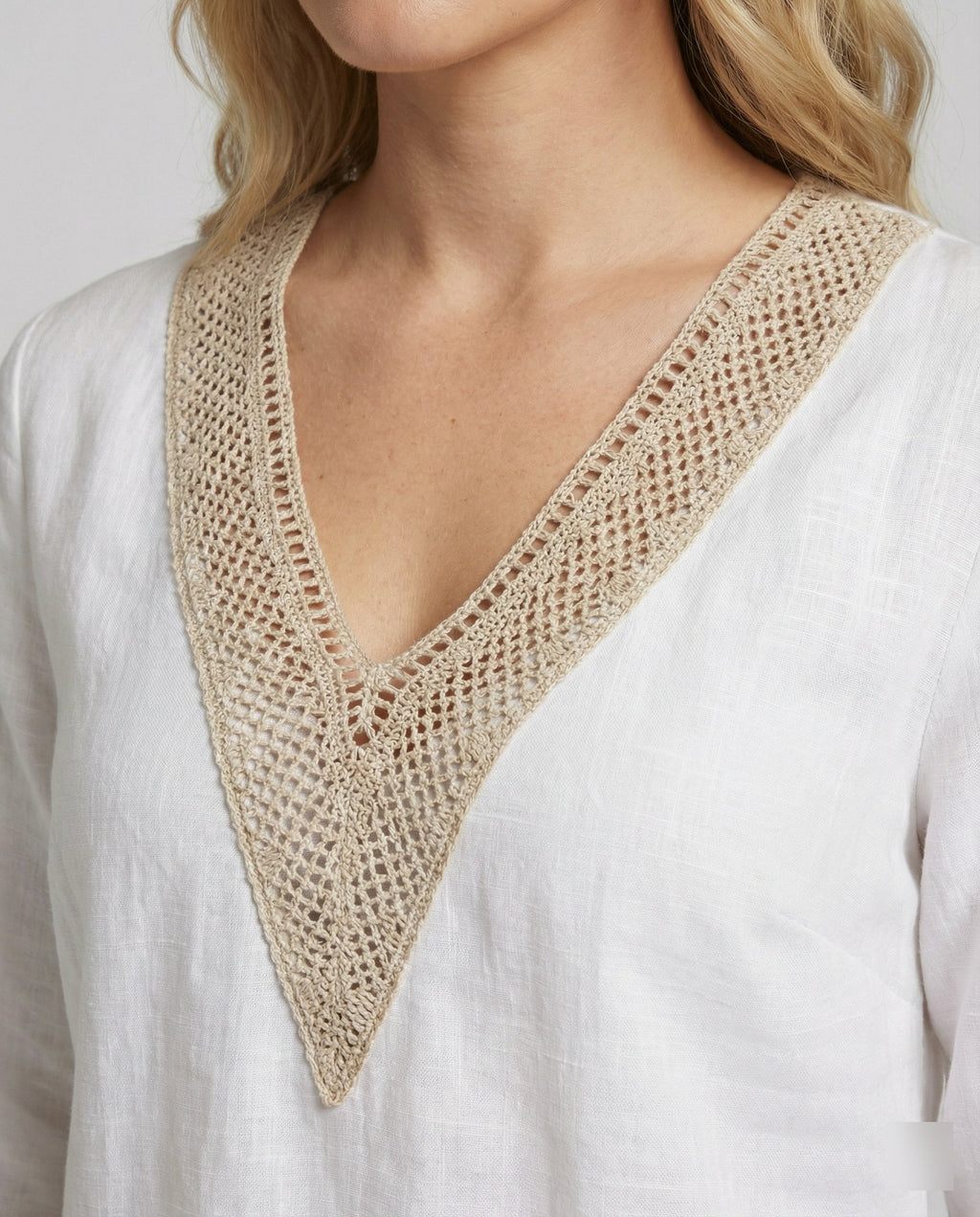 Women's Linen V Neck Dress