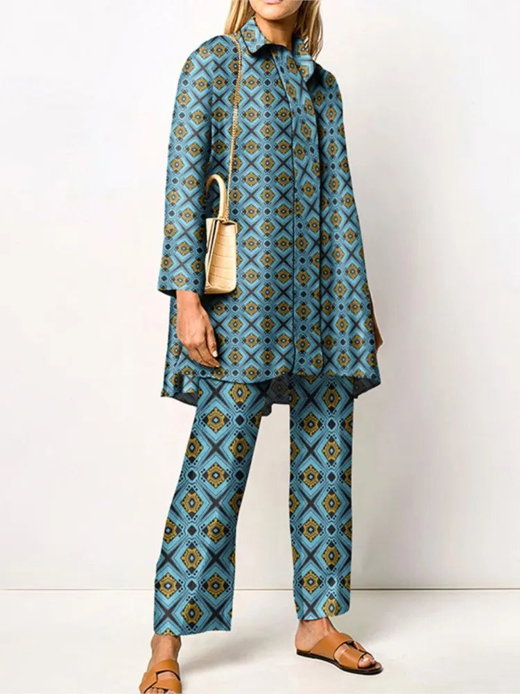 Women's Geometric Print Two Piece Set