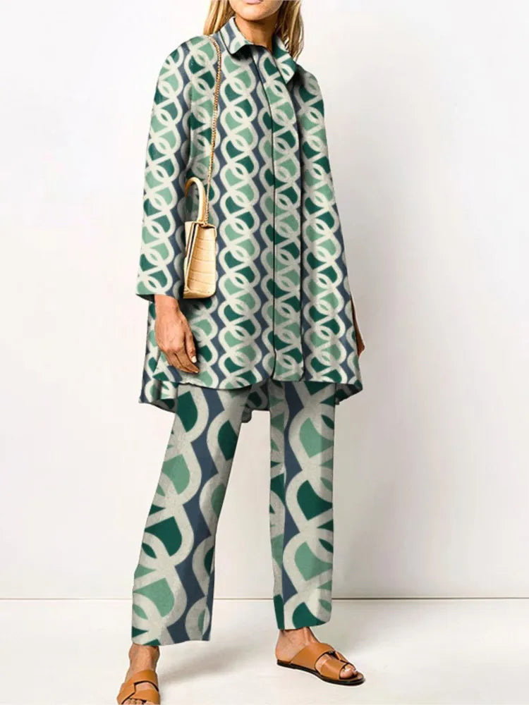 Women's Geometric Print Two Piece Set