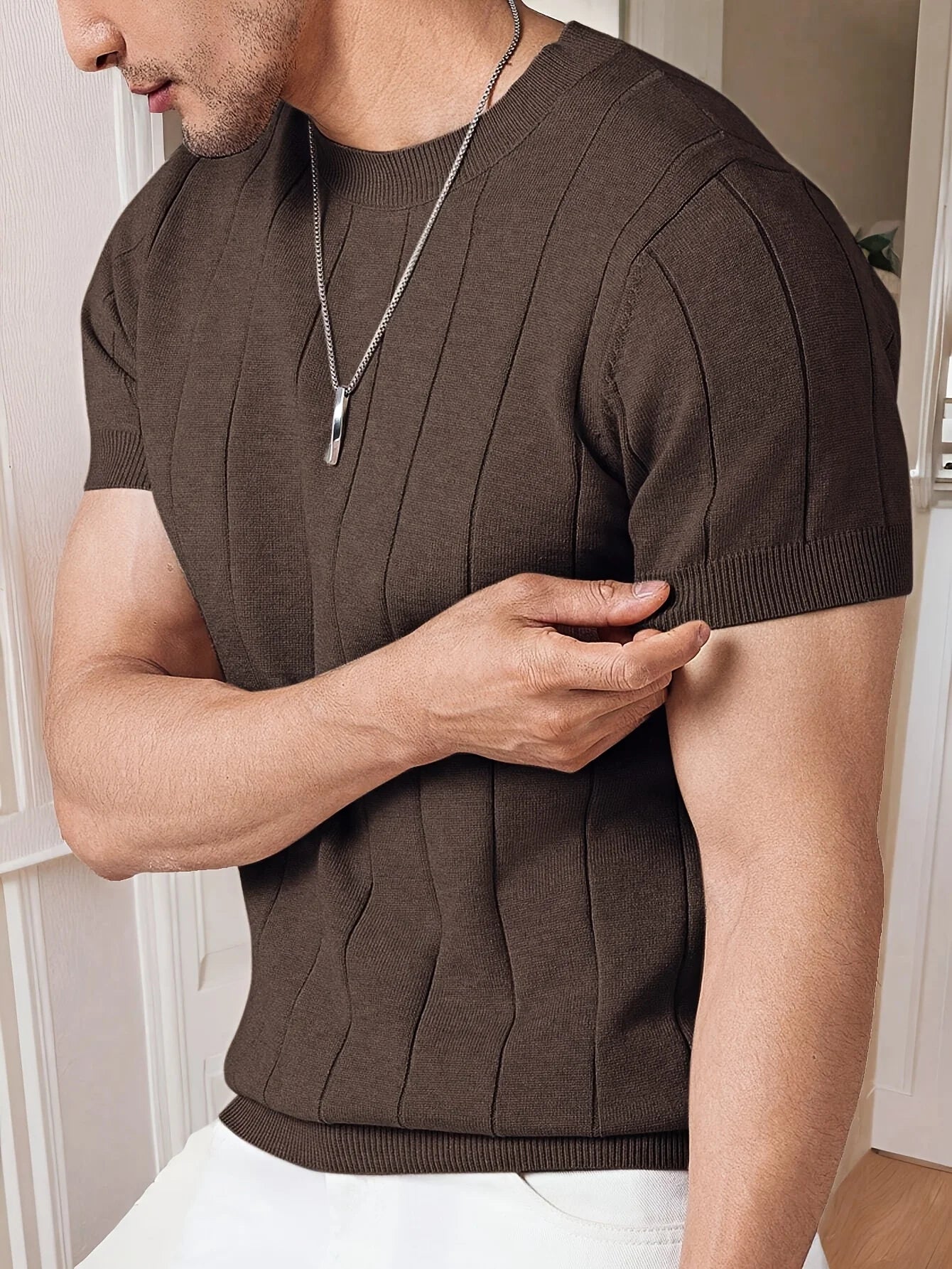Men's Ribbed Knit T-Shirt