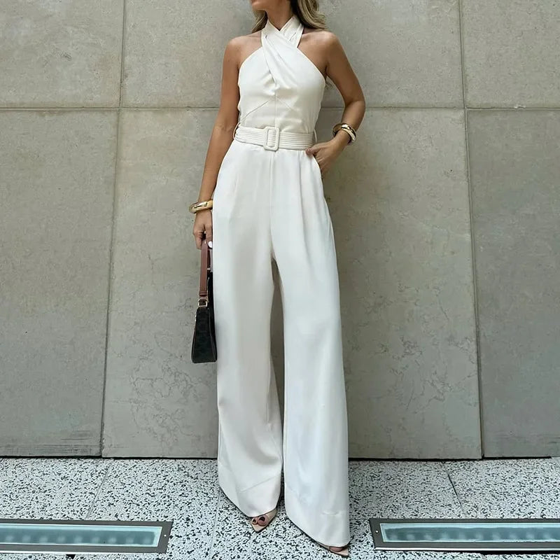 Women's Halter Wide Leg Jumpsuit