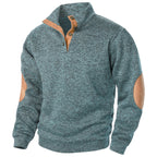 Men’s Stand Collar Elbow Patch Sweater