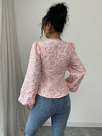 Women's Floral Jacquard Blouse