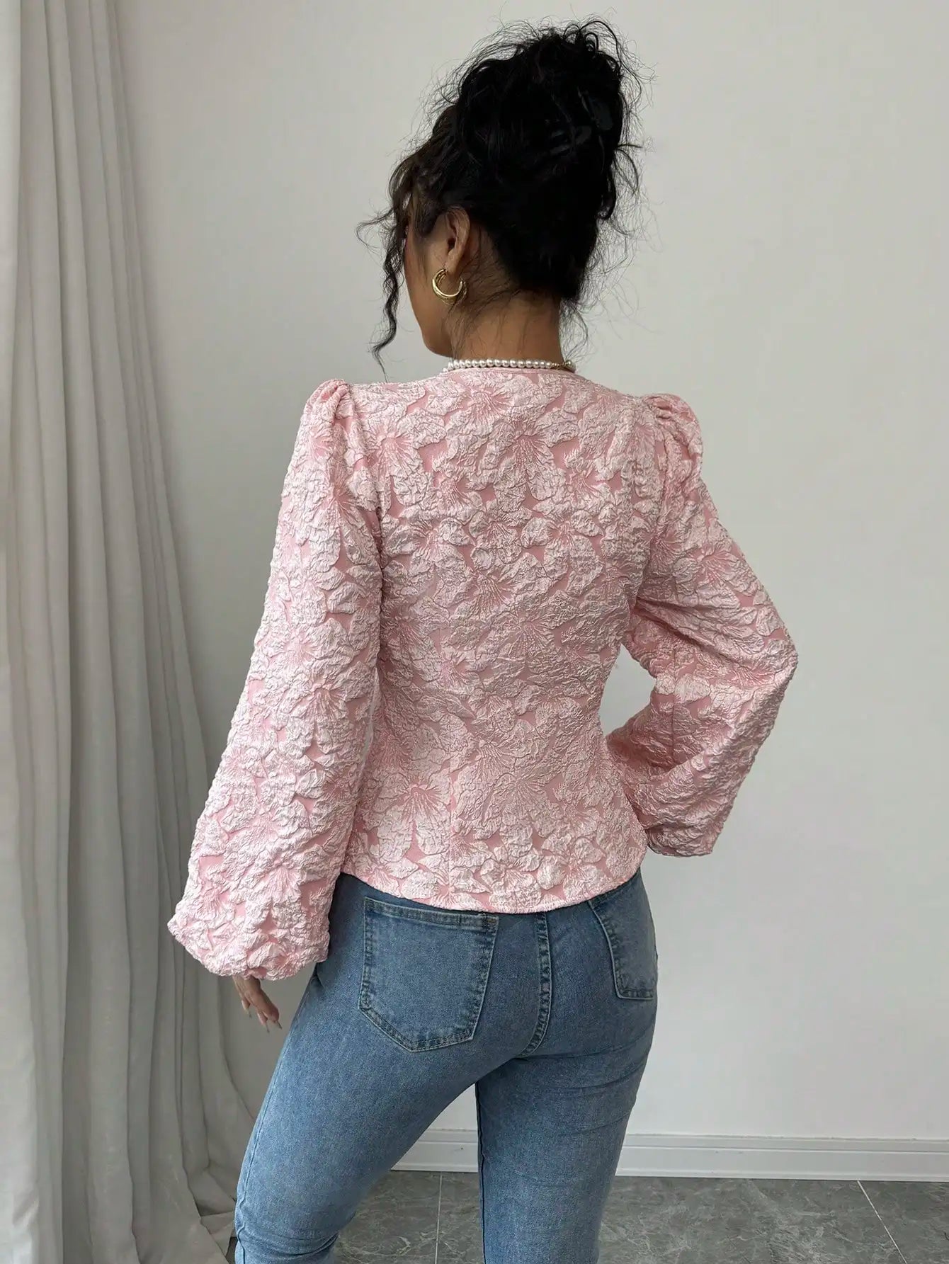Women's Floral Jacquard Blouse