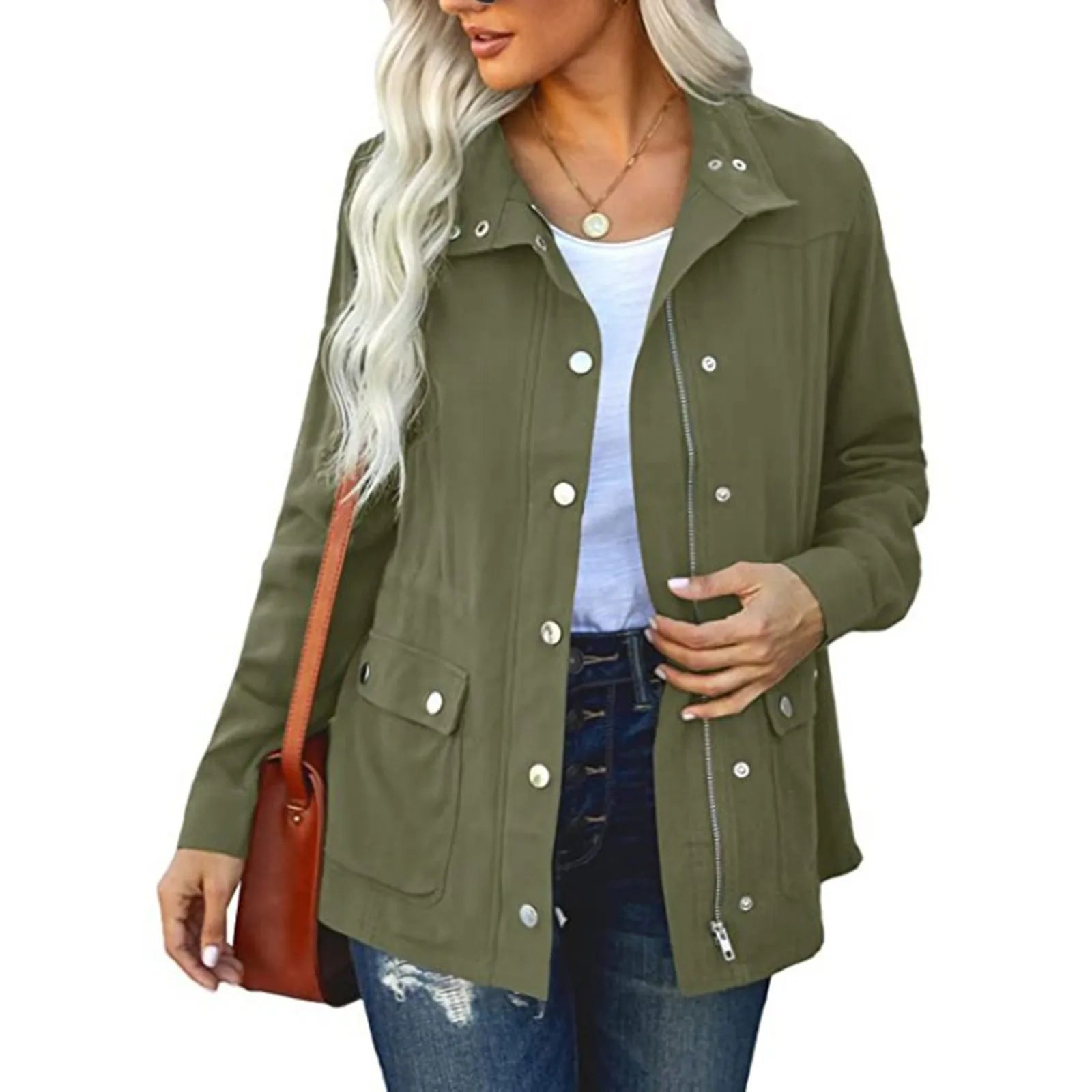 Women’s Army Jacket with Snap Front