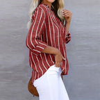 Women's Striped Henley Blouse