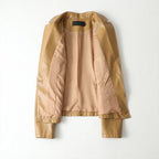 Women's Leather-Look Fitted Blazer with Notched Lapels