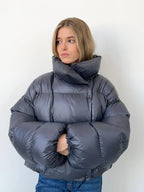 Women's Puffer Jacket with Oversized Collar