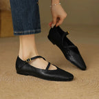 Women's Cross-Strap Square Toe Flats