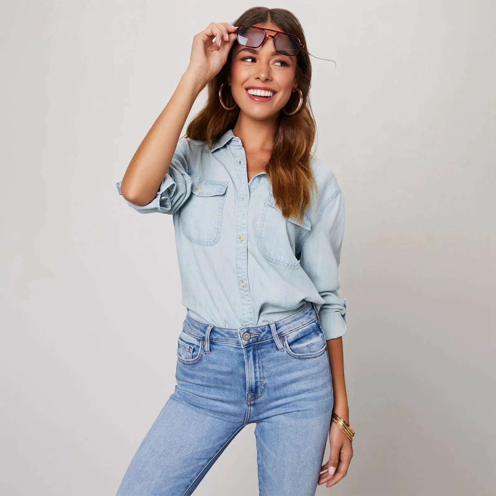 Women’s Relaxed Fit Denim Button Shirt