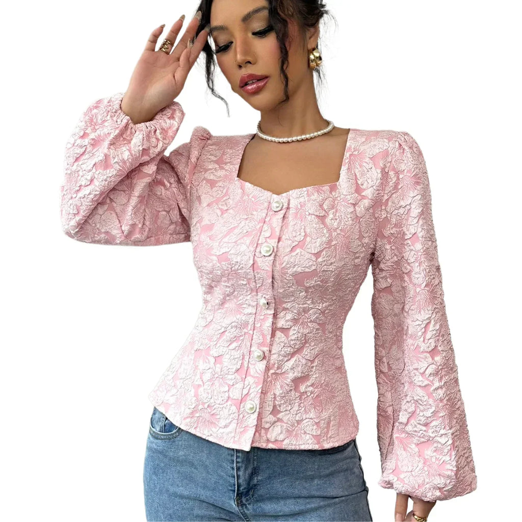 Women's Floral Jacquard Blouse