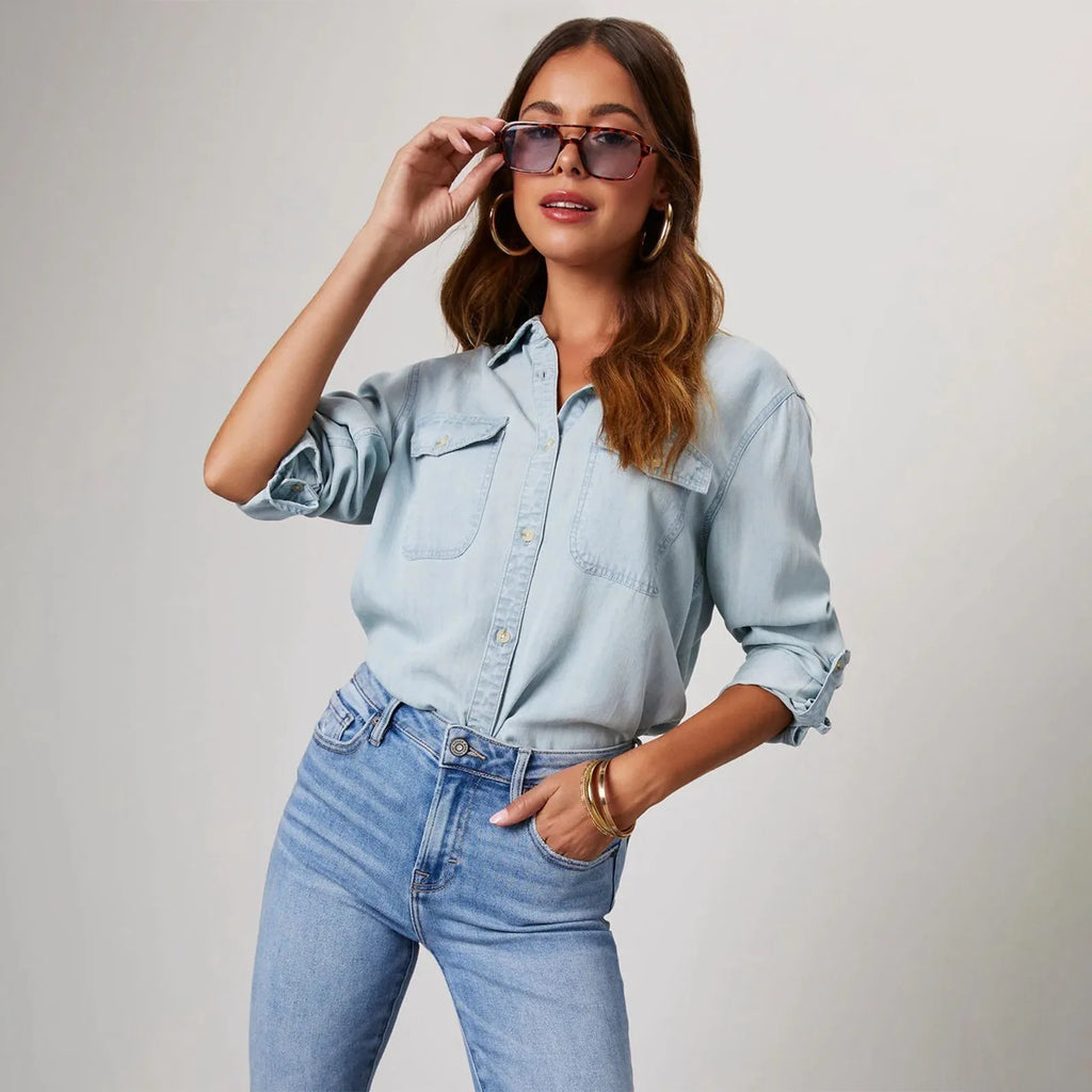 Women’s Relaxed Fit Denim Button Shirt